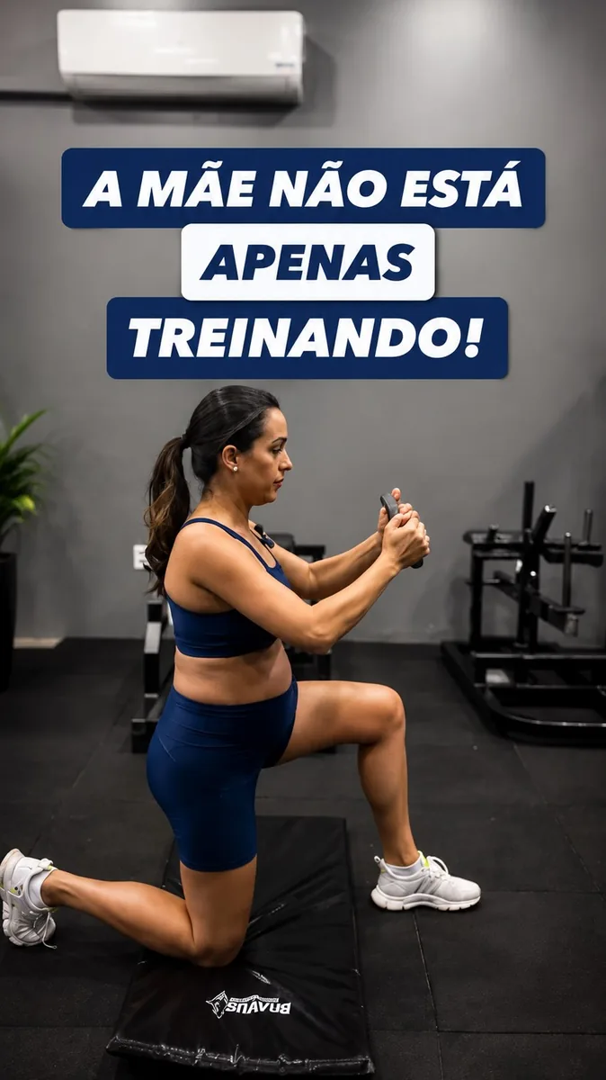 Pati Goncalves em treino de movimento assinado com a hashtag metodo mae forte